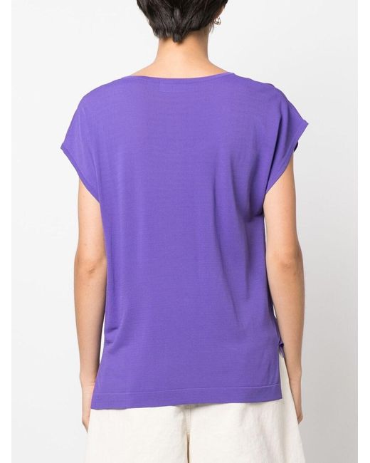P.A.R.O.S.H. Purple Knitted Short-Sleeve Top