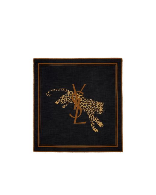 Saint Laurent Black Cassandre Large Square Scarf for men