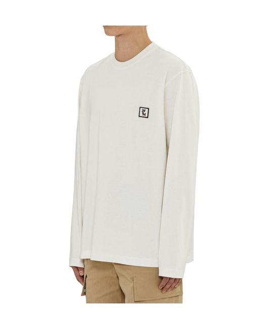 Wooyoungmi White Backlogo Long-Sleeved T-Shirt for men
