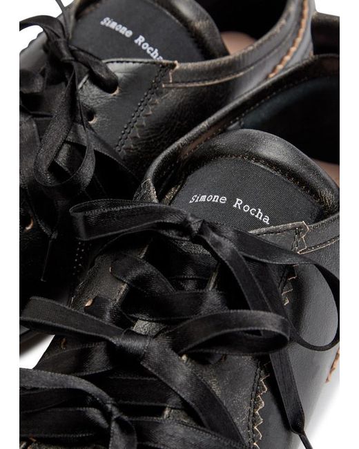 Simone Rocha Black Ballerina Grip Leather Sneakers