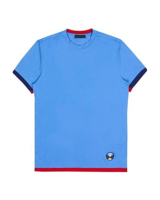 Prada Blue Logo Round-Necked T-Shirt for men