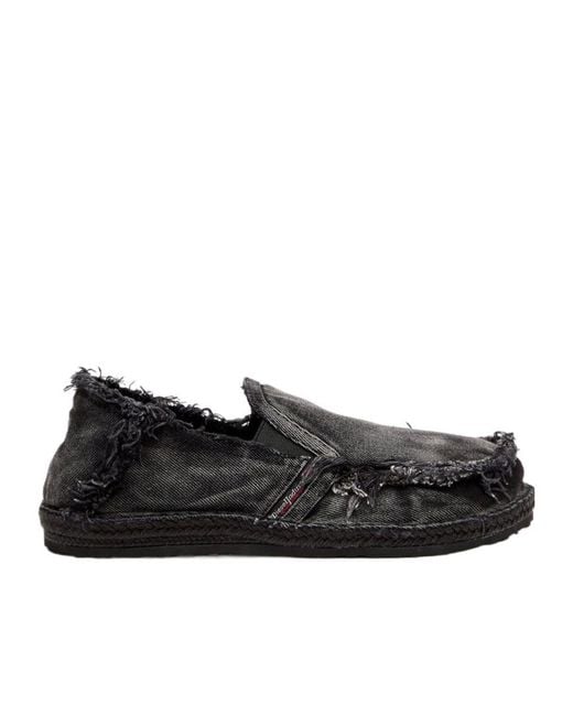 DIESEL Black D-Lukas Frayed Loafers for men