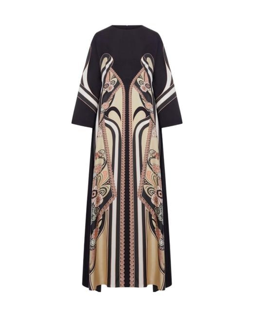 LaDoubleJ Multicolor Long Silk Dress With Ornamental Print