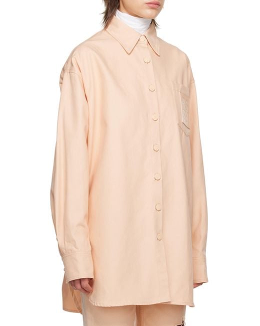 Raf Simons Pink Logo-Patch Oversized Shirt