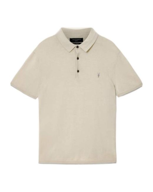 AllSaints White Mode Merino Short Sleeve Ramskull Polo Shirt for men