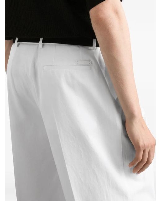 Dolce & Gabbana White Pleated Gabardine Pants for men