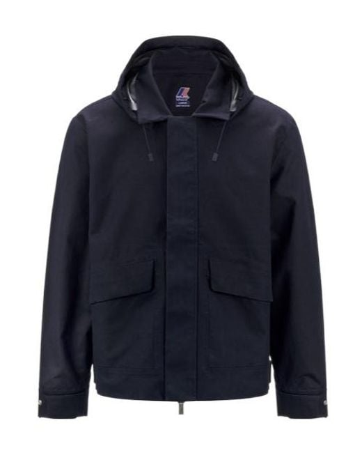 K-Way Blue Kaya Cotton Linen Blend Coat for men