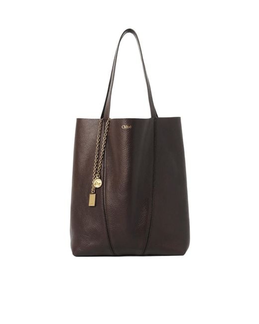 Chloé Black Chloé Spin Charm Detailed Tote Bag