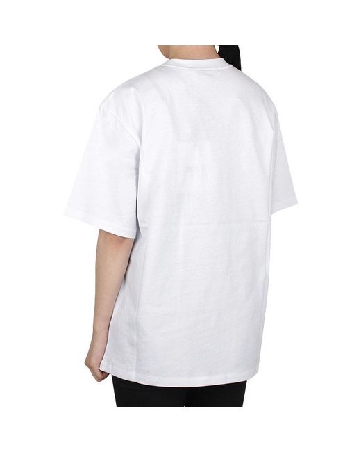 MSGM White Logo-Print Short-Sleeve T-Shirt