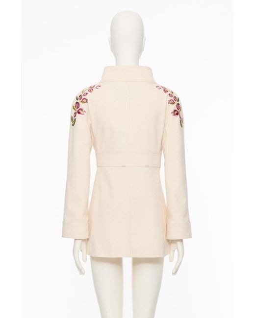 Valentino Natural Floral Embroidered Double-Breasted Denim Jacket