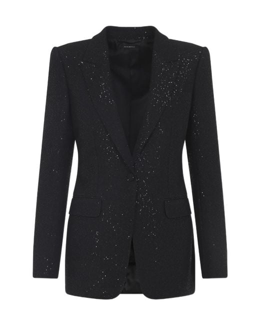 Tom Ford Black Sequined Single Breasted Jacket