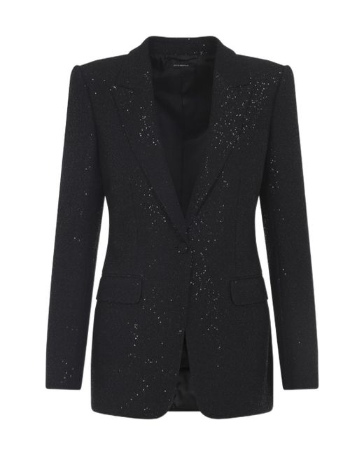 Tom Ford Black Sequined Single Breasted Jacket