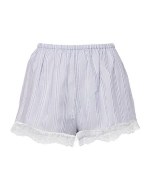 FRAME White Stripe Lace Silk Shorts