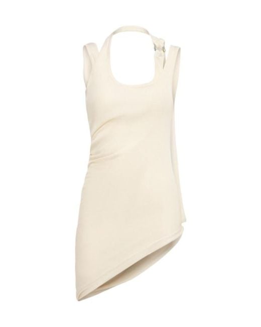 Jean Paul Gaultier White Ribbed Cotton Twisted Double-Layer Top