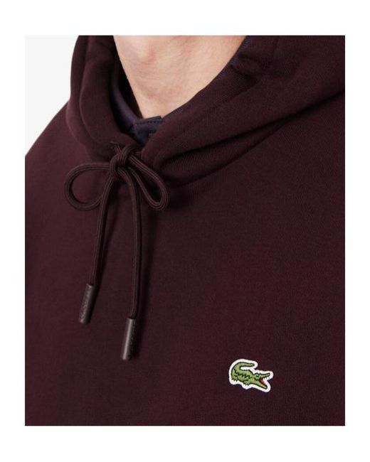 Lacoste Purple Logo-Patch Drawstring Hoodie for men