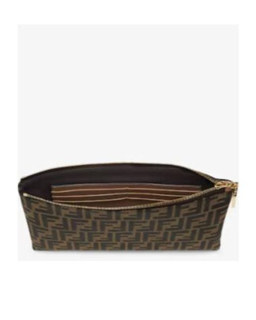 Fendi Brown Flat Baguette Medium Pouch