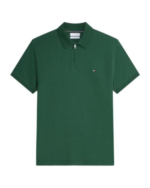 Tommy Hilfiger Green Regular Fit Zip Placket Polo Shirt for men