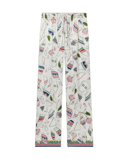 Casablanca White Le Vase Brise Silk Trousers for men