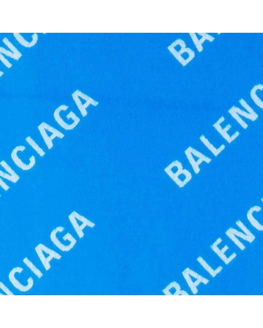 Balenciaga Blue All-Over Logo Scarf