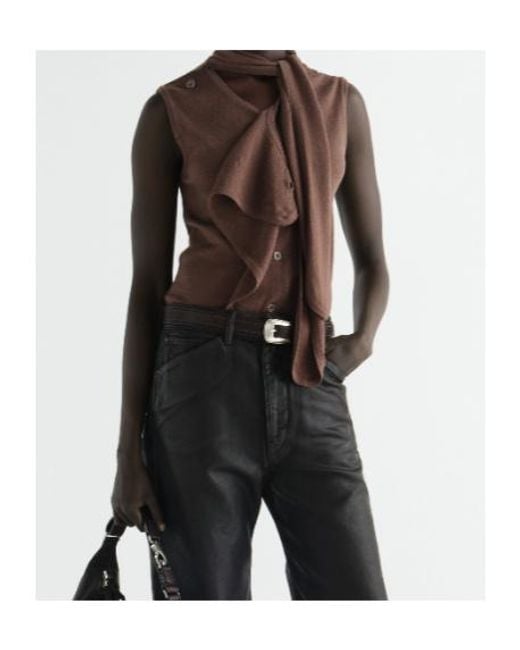 Lemaire Brown Asymmetrical Cardigan