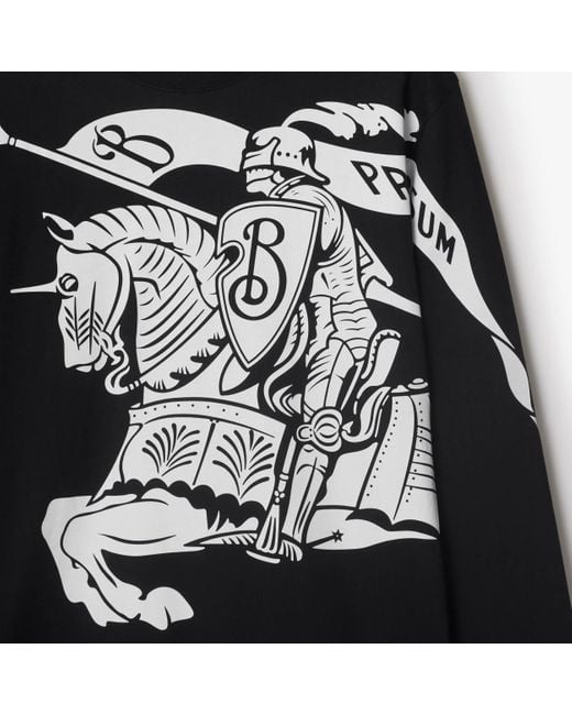 Burberry Black Long Sleeve T-Shirt With Ekd Print for men