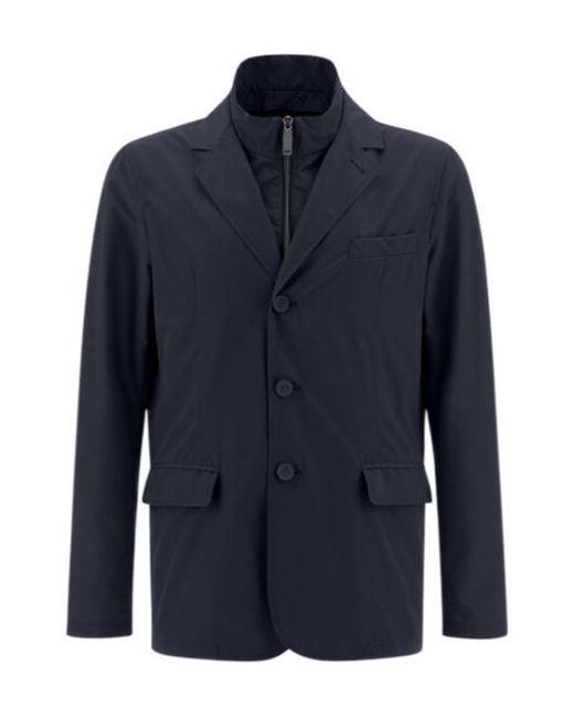 Herno Blue Buttoned Layered Jacket for men