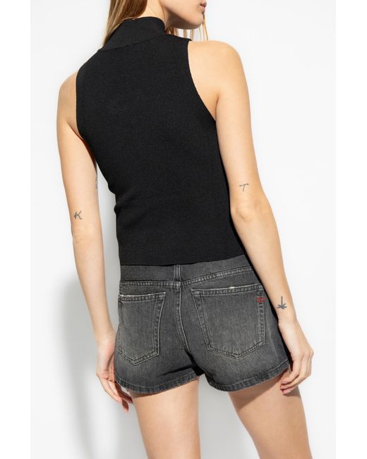 DIESEL Black M-Onervax Ribbed-Knit Turtleneck Top