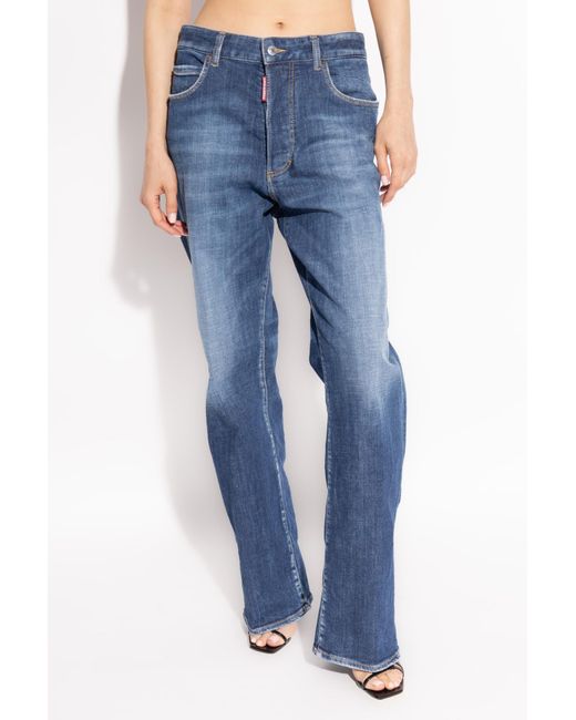 DSquared² Blue Logo Patch Flared Jeans