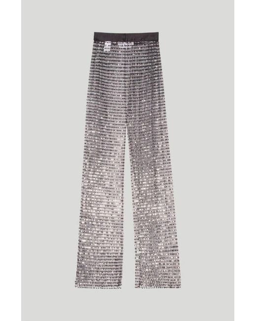 ROTATE BIRGER CHRISTENSEN Gray Crystal-Embellished Trousers