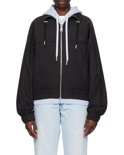 AMI Black Zip-Up Lightweight Jacket for men
