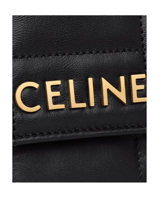 Céline Black Mini Shoulder Chain Matelasse Monochrome
