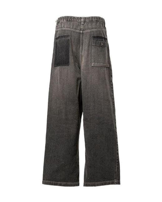 Maison Mihara Yasuhiro Gray Stripe Denim Bush Pants for men