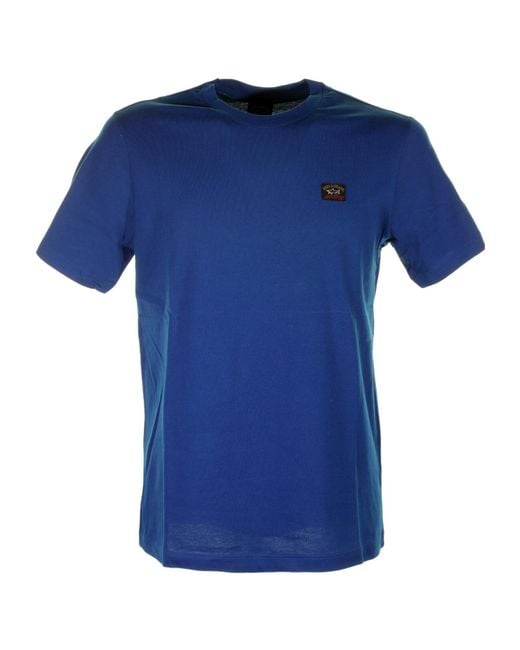 Paul & Shark Blue Logo Patch Crewneck T-Shirt for men