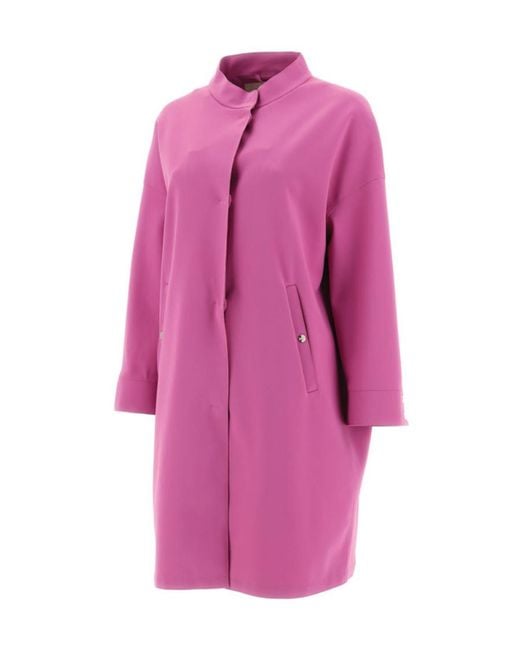 Herno Pink High-Neck Concealed-Fastening Coat