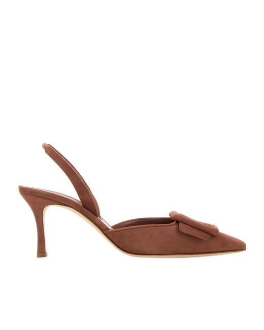 Manolo Blahnik Brown Maysli Slingback Pumps