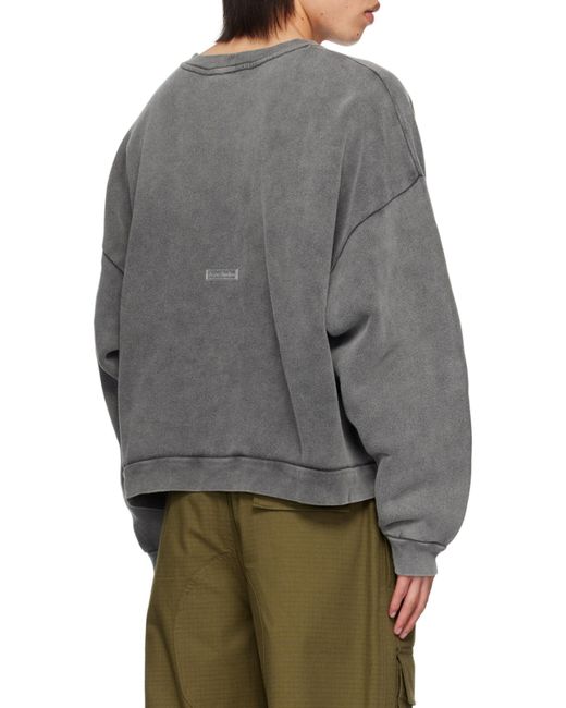 Acne Gray Logo Patch Crewneck Sweatshirt for men