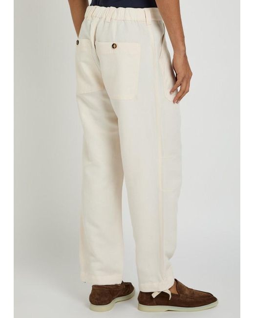 Brunello Cucinelli White Relaxed Linen And Cotton-Blend Trousers for men