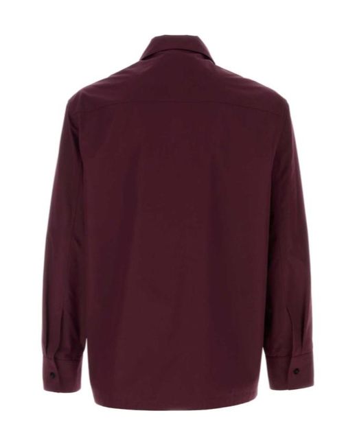 Jil Sander Purple Zip-Front Poplin Shirt for men