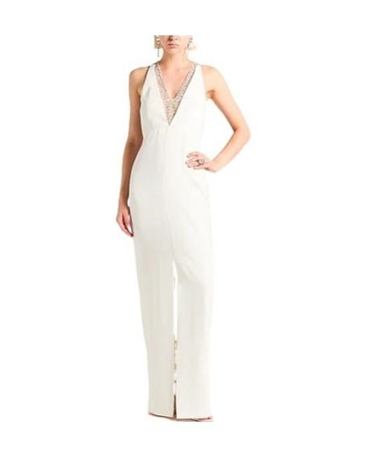 Max Mara White Sleeveless Deep V-Neck Dress