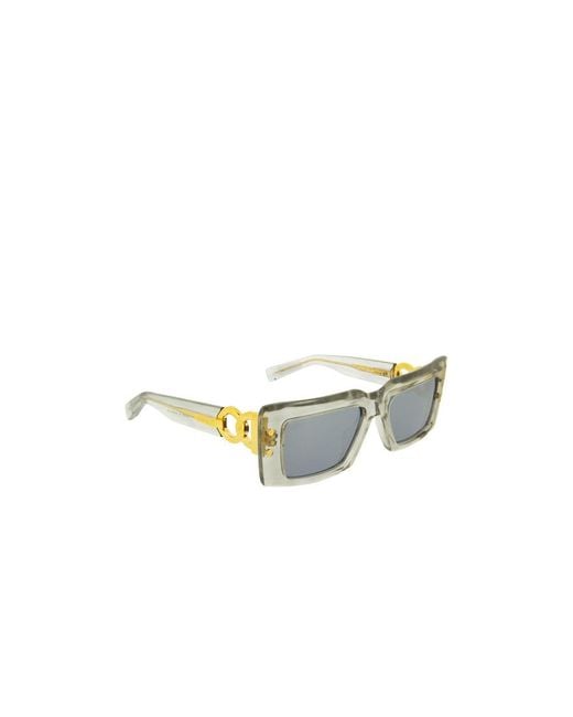 Balmain White Eyewear Rectangle Frame Sunglasses