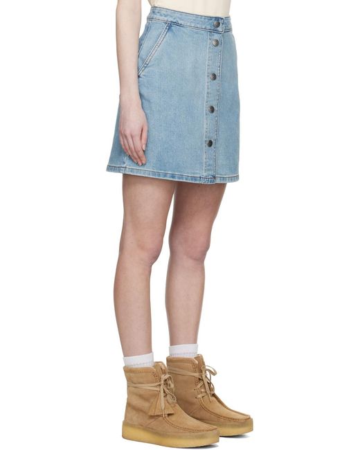 A.P.C. Blue Buttoned Denim Mini Skirt