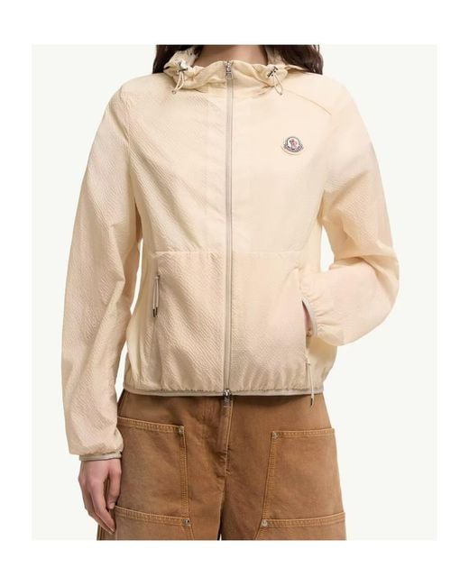 Moncler Natural Zip-Up Hooded Jacket