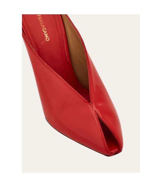 Ferragamo Red Peep Toe Mule