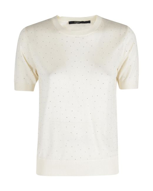 Seventy White Pointelle Short-Sleeve Knitted Top