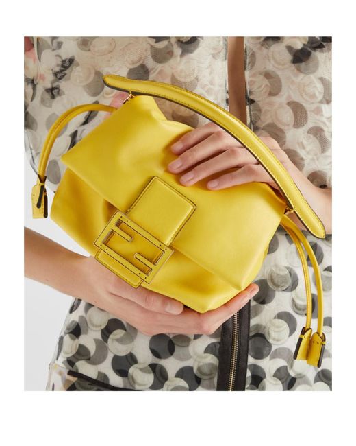 Fendi Yellow Mamma Baguette Small Shoulder Bag