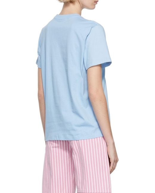 Ganni Blue Smiley Crewneck T-Shirt