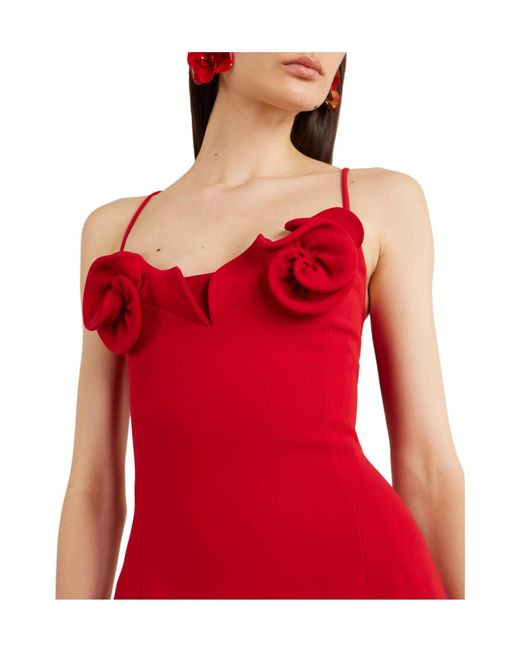 Magda Butrym Red Floral Appliqué Midi Dress