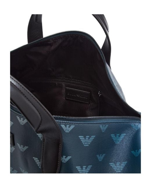 Emporio Armani Blue Monogram Logo Duffle Bag for men