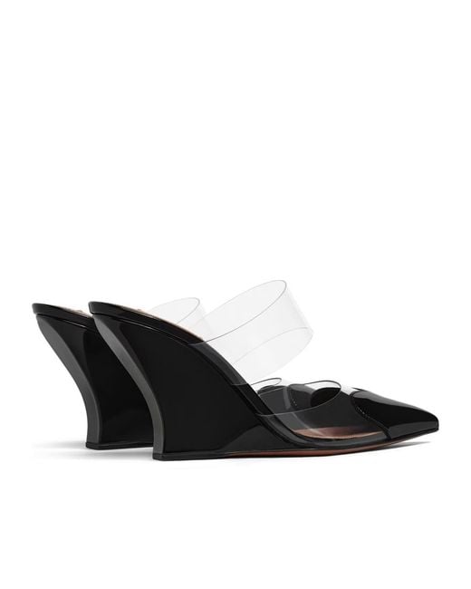 Alaïa Black Heart-Pattern Wedge Mules