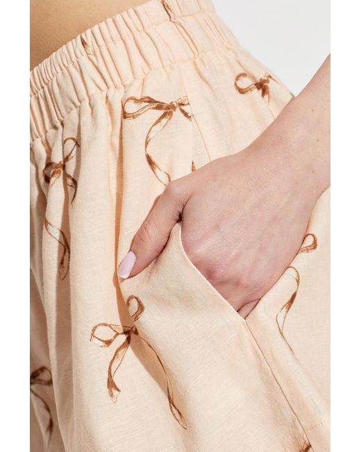 Forte_forte Natural Bow-Print Shorts
